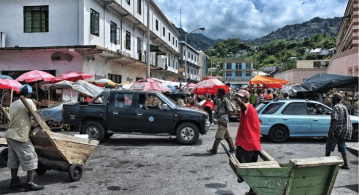 The vendor and traffic congested area between Back and Bay Streets.