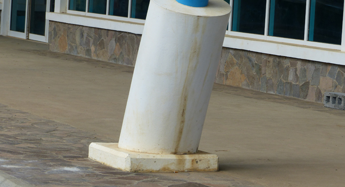 A column at the terminal building of the Argyle International Airport. 