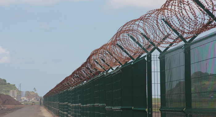 The rusting perimeter fence at Argyle International Airport. 