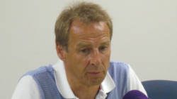 Then U.S. men's national soccer team coach, Jurgen Klinsmann answers questions in St. Vincent in September. 