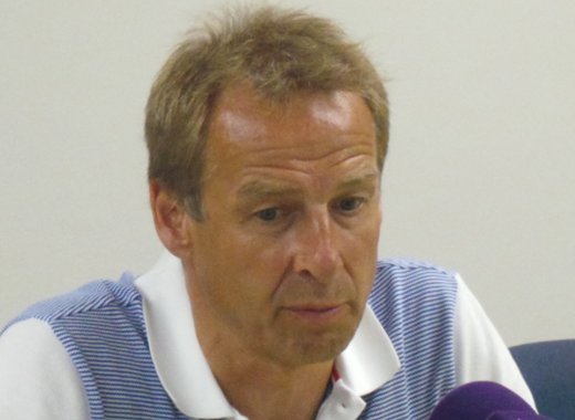 Then U.S. men's national soccer team coach, Jurgen Klinsmann answers questions in St. Vincent in September. 