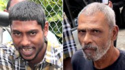 Trinidadians Robin Beharry, right, and Jovan Ramroop will spend six months in jail in St. Vincent. (IWN photo)