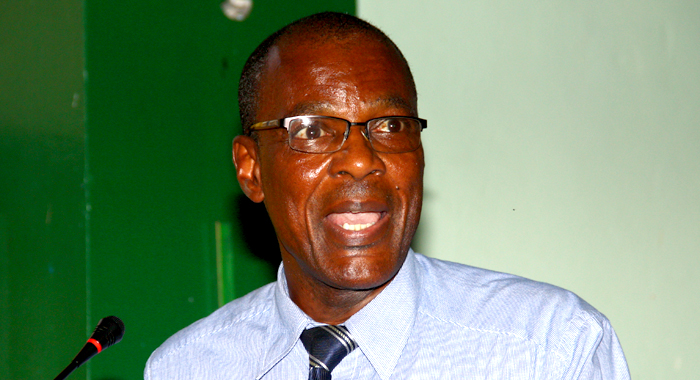 MP for West Kingstown and former member of the Physical Planning Board, Daniel Cummings speaking at Tuesday's press conference. (IWN photo)