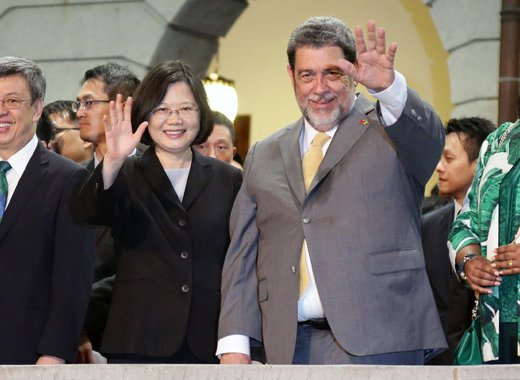 Prime Minister Ralph Gonsalves and President Tsai in Taiwan in October 2016.
