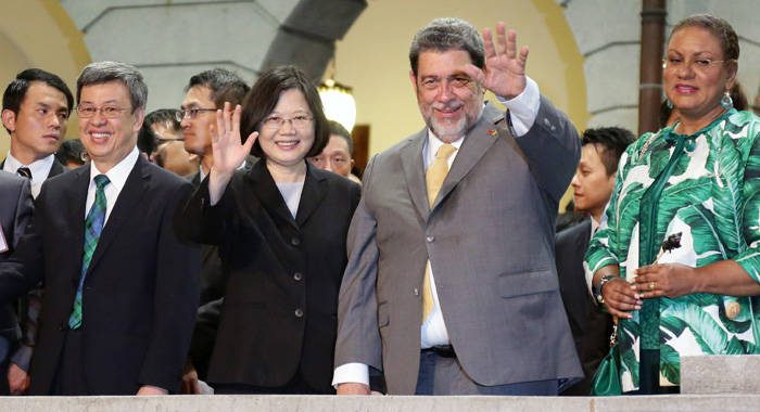 Prime Minister Ralph Gonsalves and President Tsai in Taiwan in October 2016.