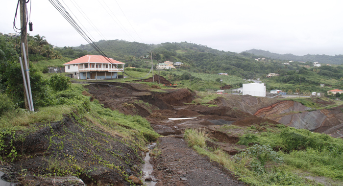 The area between the road and the Argyle International Airport, where the earth movement is taking place. (IWN photo)