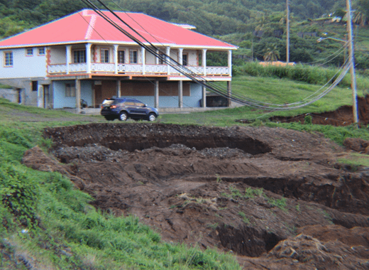 The land the house is on is original land; below the road is all slipped fill.