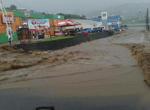 Flooding in St. Vincent as a result of a trough system in November 2016.