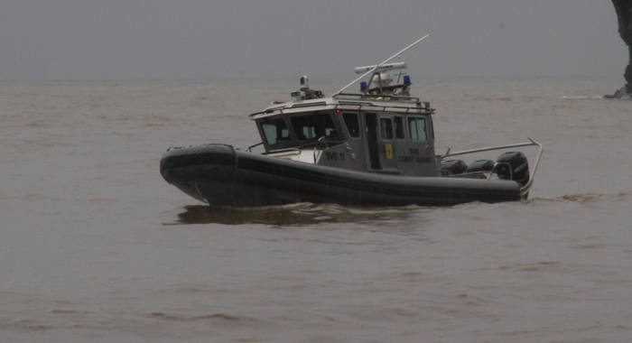 An SVG Coast Guard vessel during a search and rescue operation in 2016. (iWN photo)