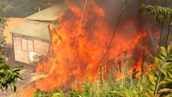 The fire destroyed two wooden house at Long Wall, Kingstown.