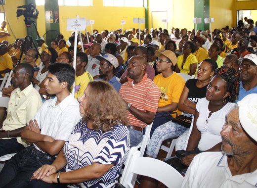 A section of the crowd at the NDP's extraordinary convention in Kingstown on Sunday. (IWN photo)