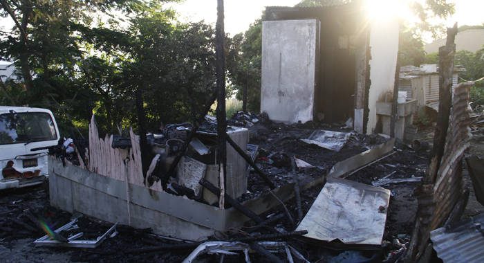 The burnt out house in Upper Questelles. (IWN photo)