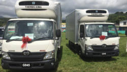 The two thermo trucks donated by Japan. (Photo: Camillo Gonsalves/Facebook)