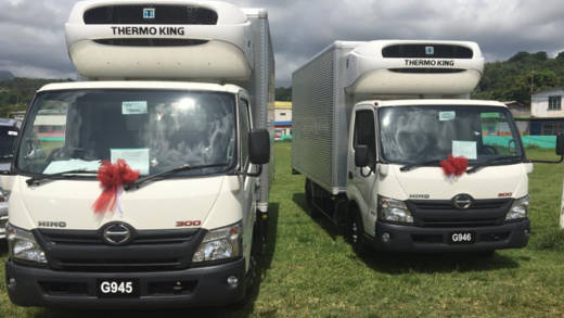 The two thermo trucks donated by Japan. (Photo: Camillo Gonsalves/Facebook)