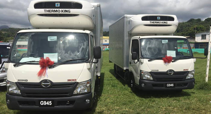 The two thermo trucks donated by Japan. (Photo: Camillo Gonsalves/Facebook)