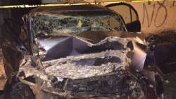 The mangled vehicle after the crash. (IWN photo)