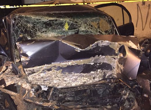 The mangled vehicle after the crash. (IWN photo)