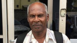 Andrew Foyle leaves the Kingstown's Magistrate Court on Friday, his 76th birthday. (iWN photo)