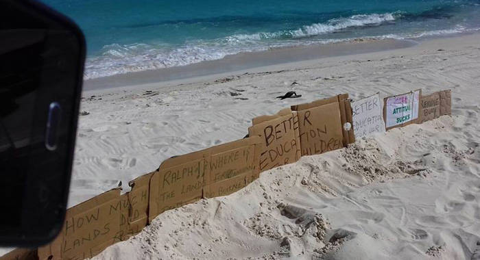 Residents of Canouan continue to demand access to all of the island's beaches. (Photo: Terannce Bynoe/Facebook)