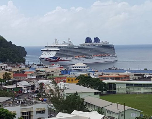 A cruise ship in Kingstown, St. Vincent and the Grenadines. (File photo by Lance Neverson/Facebook)