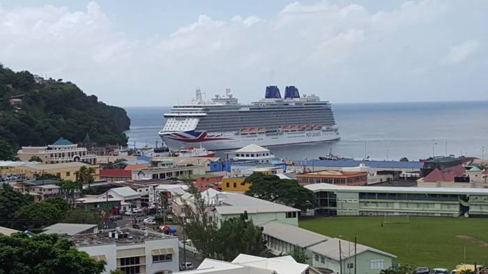 A cruise ship in Kingstown, St. Vincent and the Grenadines. (File photo by Lance Neverson/Facebook)