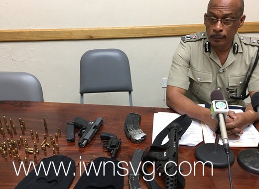 Police chief Renold Hadaway briefed the media about the gun bust in January. (iWN photo)
