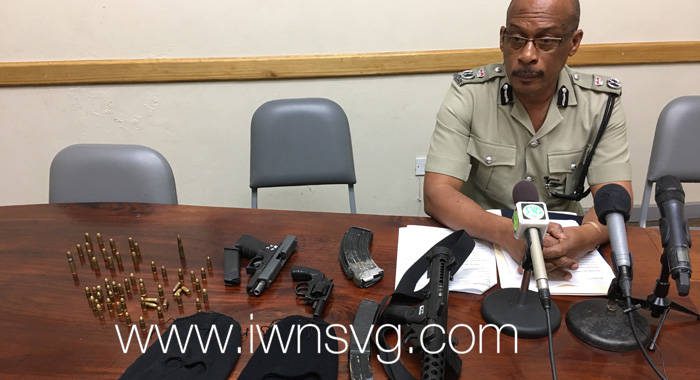 Police chief Renold Hadaway briefed the media about the gun bust in January. (iWN photo)