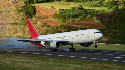 Dynamic Airways became the first wide-body aircraft to arrive at the Argyle International Airport. (Photo: Caribbean Aviation/Facebook) 