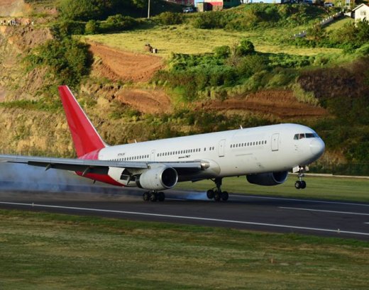 Dynamic Airways became the first wide-body aircraft to arrive at the Argyle International Airport. (Photo: Caribbean Aviation/Facebook) 