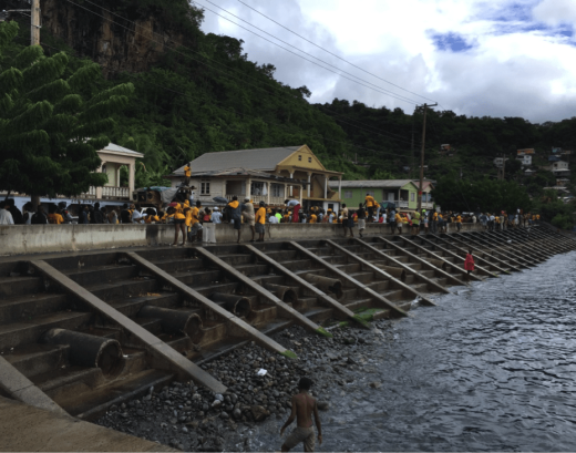 The beachfront portion of the reclamation project in Layou completed in 2006.