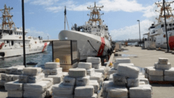 The Coast Guard offloaded approximately 4.2 tons of seized cocaine, worth an estimated $125 million in wholesale value, at Coast Guard Sector San Juan on Feb. 27, 2017 . (DEA Courtesy photo)
