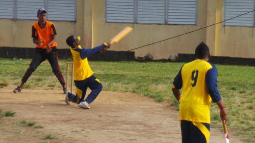 Bruce Law Chambers Smashers batsman Zyron Harry facing up to it.