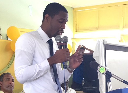 Lawyer Jemalie John addressing the NDP's youth convention on Sunday. (Photo: NDP)
