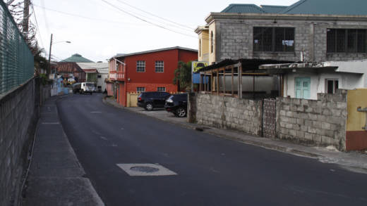 The drains leads to the Milton Cato Memorial Hospital, at the end of the street. (iWN photo)