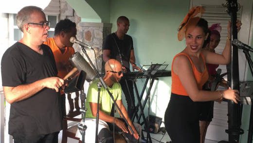 Cuban group Calle Cuba performs at the Cuban embassy in St. Vincent to mark the milestone. (Photo: Dexter Rose/Facebook)
