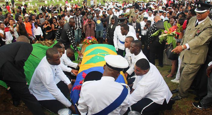 Police Constable Danroy Cozier and his brother, Nicholas Cozier were buried in Kingstown on Sunday.