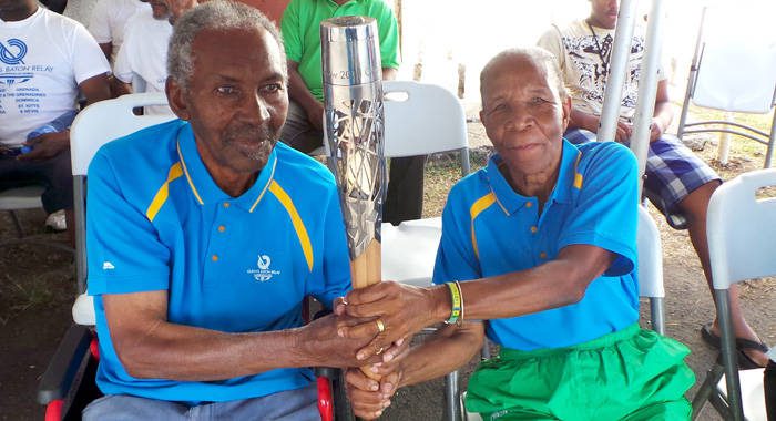 The late Elton Anderson, left, and SVG's First lady of Sports, Gloria Ballantyne MBE at the completion of the QBR at Arnos Vale Sports Complex.  
