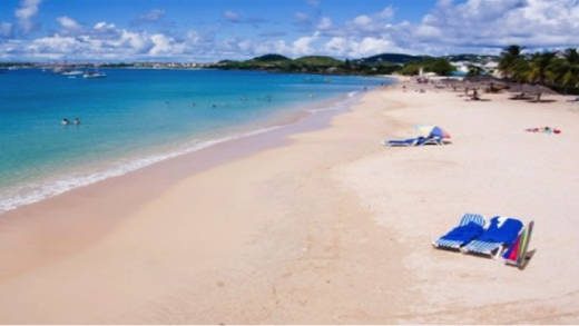 The famous five-mile long Reduit Beach, St. Lucia.