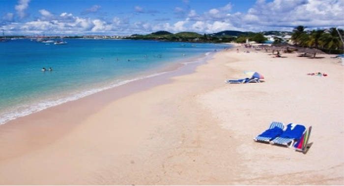 The famous five-mile long Reduit Beach, St. Lucia.