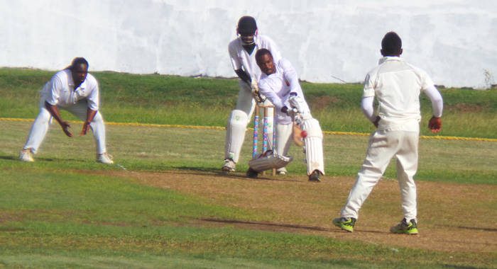 Rolando Wright goes in the attack during his innings of 39.