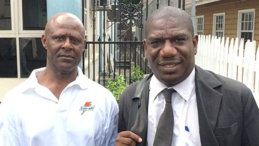 Augustus Glasgow, left, and his lawyer, Israel Bruce, after he was freed on Friday. (iWN photo)