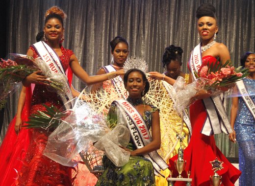 Miss SVG 2017, Jimelle Roberts and other contestants in the show. (iWN photo)