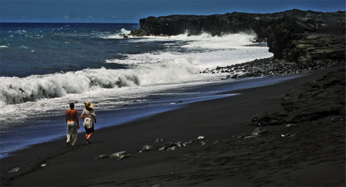 Black sand Hawaiian beaches