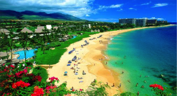 Gold coloured Kaanapali Beach