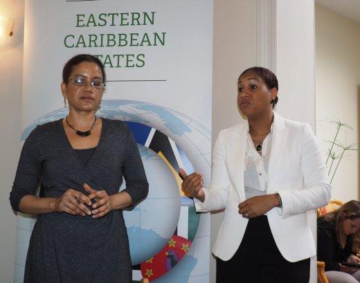 Sharlene Shillingford-McKlmon, right, chargé d'affaires; and Juliet Sutherland, second secretary, OECS Embassy to Belgium and Mission to the EU. (Photo: Ovid Burke/iWN)