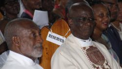 Rev. E. Ulric Commissiong-Jones, right, and Ven. Jonathan Everton Weekes. (iWN photo)