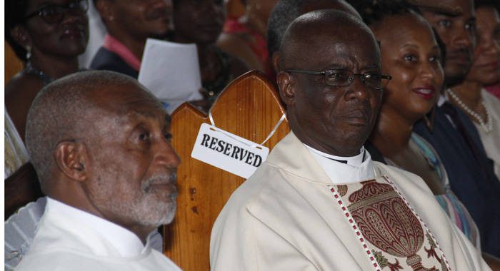 Rev. E. Ulric Commissiong-Jones, right, and Ven. Jonathan Everton Weekes. (iWN photo)