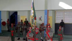 The SVG Cadet Force Regimental Colours on parade after their consecration on July 23. (iWN photo)