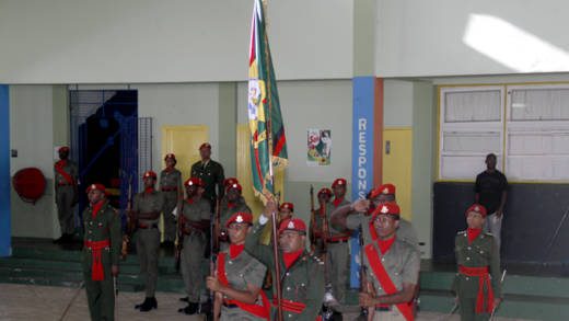 The SVG Cadet Force Regimental Colours on parade after their consecration on July 23. (iWN photo)