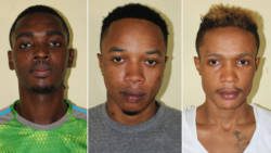 The accused Layou men. From left: Dennis Prescott, Enrique John, and Sherwin Miller.